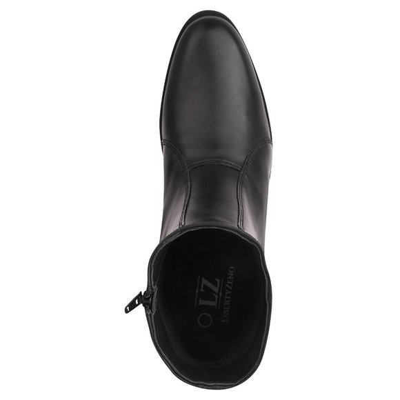 LIBERTYZENO Men's Leather High Ankle Zipper Retro Black Boots - Picture 4 of 7